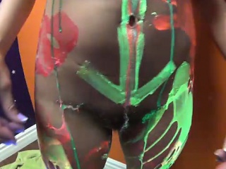 Black Light Liquid Latex Fun With Two Naked Hotties...