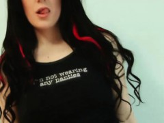 Seriously hot teen babe takes of her shirt