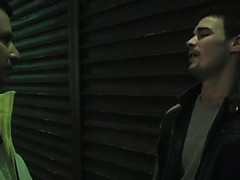 Out on the street smoking a cigarette, Lance finds hot stud