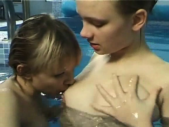 Lesbian teens in the pool