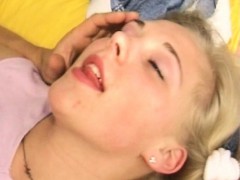 Busty blonde teen gets her little clitoris licked