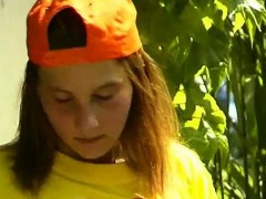 Teenager masturbating outdoors