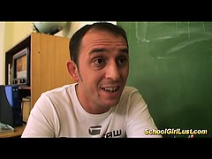 horny Naughty schoolgirl in wild threesome