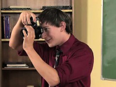 Photography teacher take geeky twink to blowjob