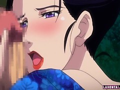 Hentai geisha gets gangbanged and facialed outdoors