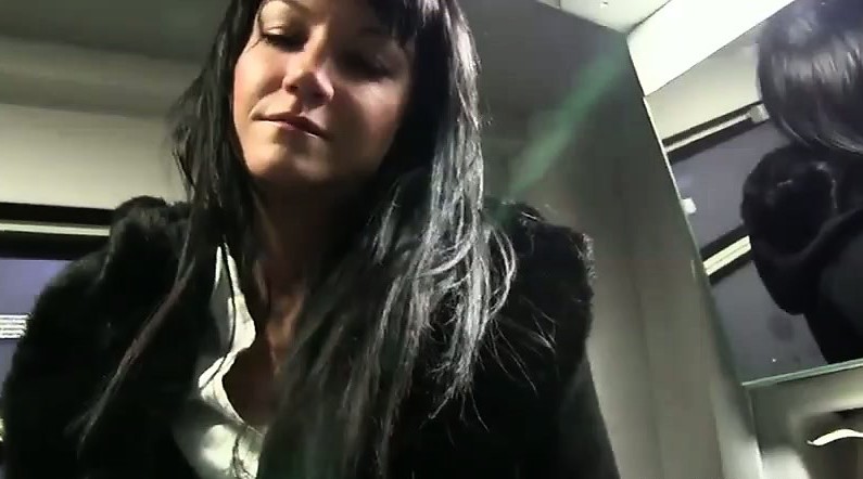 Dark haired amateur fucked in train in public