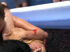 College Girls Wrestling In Jello During Hazing Party