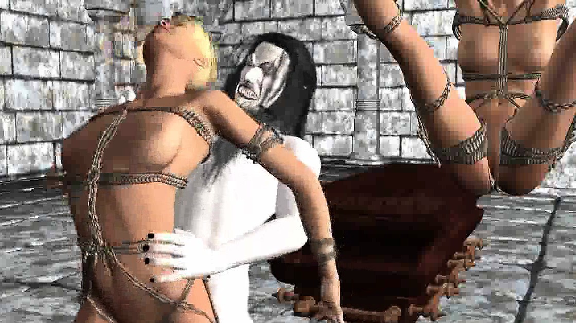 Tied up 3D blonde babe getting fucked by a vampire