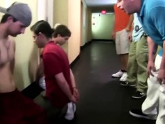 Hazed teens in hallway