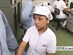 Subtitled CFNM Japan condom laboratory handjob research