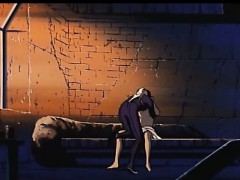 White hair hentai guy touching innocent guy