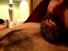 Hairy mature gay guy waiting for cumshot