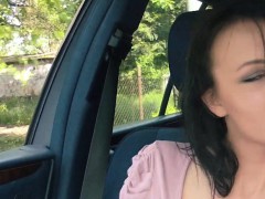 Sexy hitch hiking hottie pov dick sucking