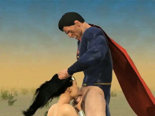 3D Wonder Woman Sucking On Superman's Hard Cock