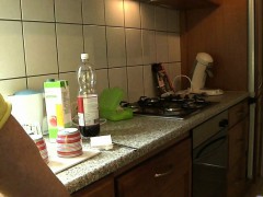 spoiled young girl fucking old dick in the kitchen