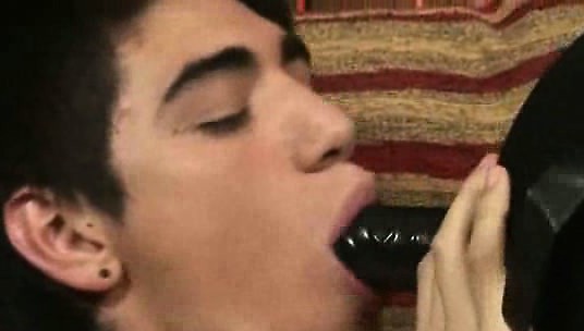 Playful twink tests a weird sex machine on his own