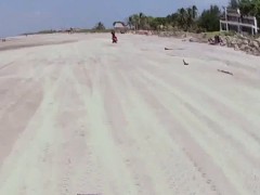 Lusty busty babes try out kite boarding and dirty biking