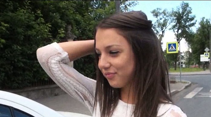 Pretty brunette teen slut Foxy Di ass fucked in public