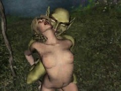 Hot 3D cartoon blonde babe fucked by a goblin