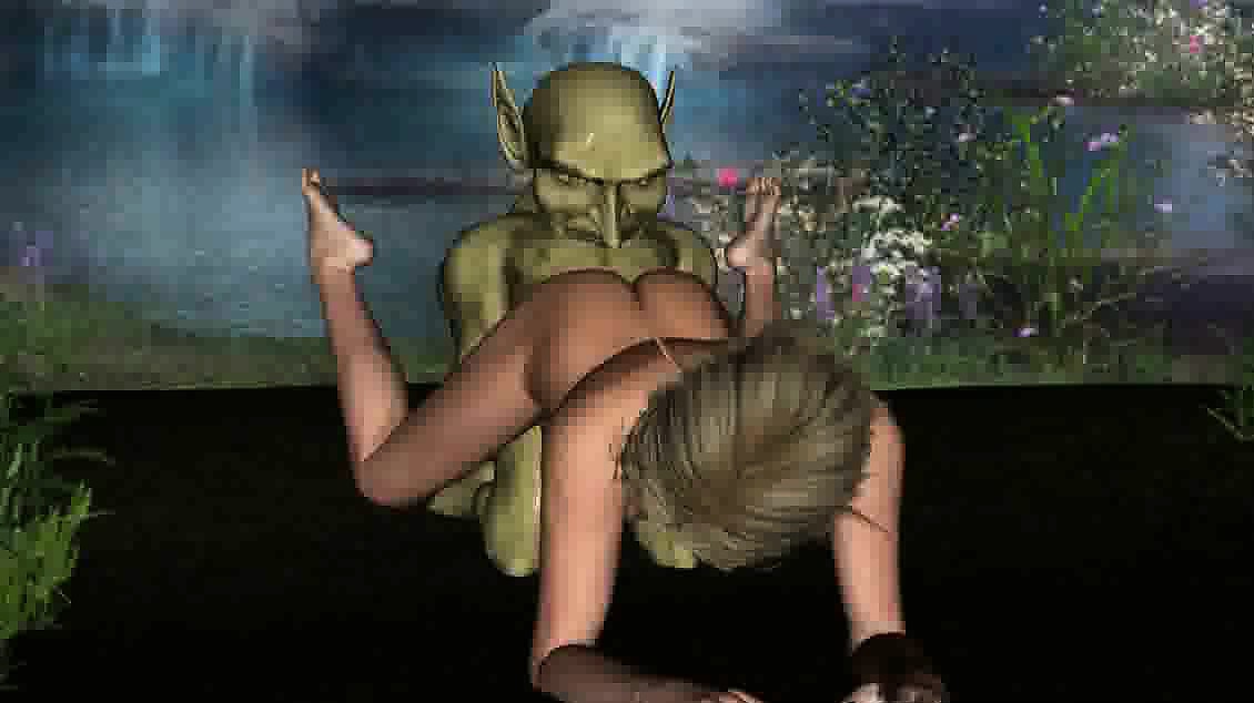 Hot 3D cartoon blonde babe fucked by a goblin