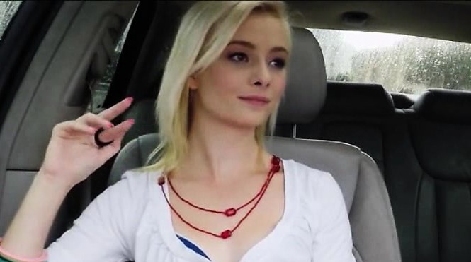 Skinny amateur blonde teen Maddy Rose nailed in the car