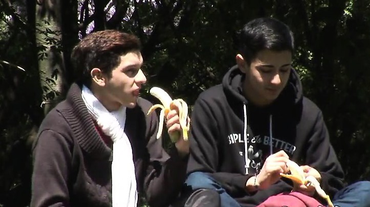 Hanging out gay mates get itchy pants