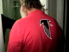 Straight fat redneck takes a shower