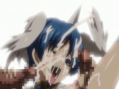 Busty hentai coed fingering pussy and squirting cum