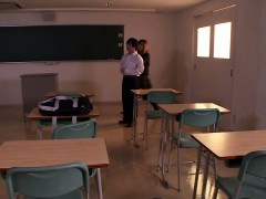 Stunning japanese schoolgirl tasting her creampie