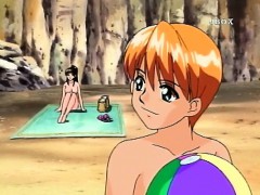 Bigboobs hentai gets massage in the beach