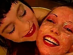 Bukkake European sluts getting cum facials in group sex