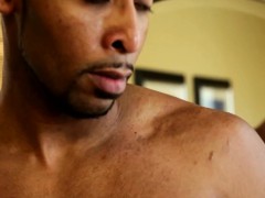 Gayblack ebony jock jerking his cock