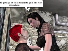 Goth couple fucks in bathroom