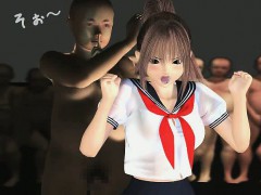 Erotic 3D anime girl gets gangbanged