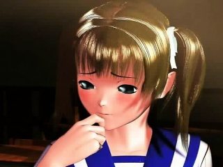Shy 3D Anime Schoolgirl Show Tits