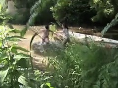 Busty Young Lesbians Playing Outside