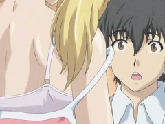Stunning hentai blonde rubs dick