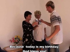 Grannies Double Teams A Stud For Birthday Celebration