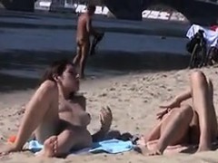 Naked Teen Girls Tanning At A Beach