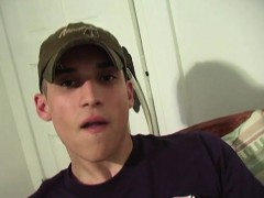 Gay american twink interviewed while wanking