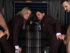 Cockhungry CFNM stewardesses group fuck fun