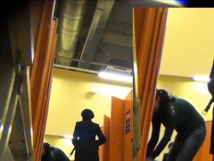 Few women caught on a hidden camera undressing in a locker