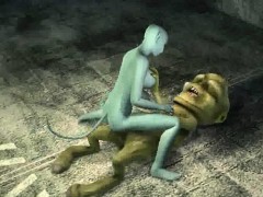 Sexy 3D cartoon cat babe gets fucked by an alien