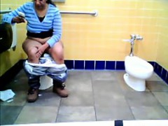 Fat Indian Watched Pissing On A Toilet