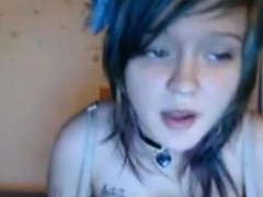 Cute teen with huge tits goes topless on cam