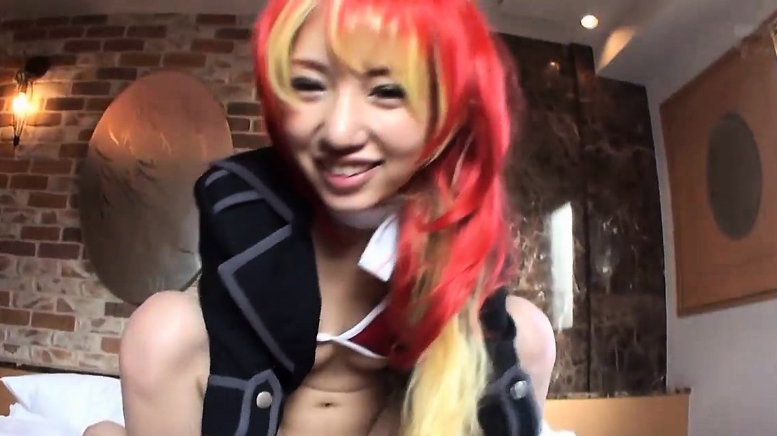 Pretty Japanese cosplayer fucked and creampied by old man