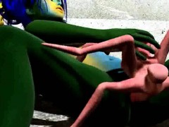 3D alien babe gets fucked by a mutated spider