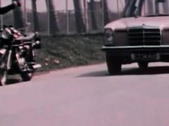 Ebony beauty doing cocks in a row in retro video
