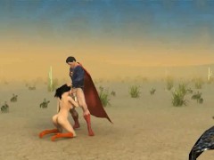 3D Wonder Woman sucking cock and getting a facial