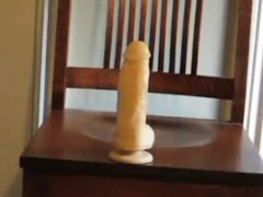 50 years old Samantha riding dildo on chair